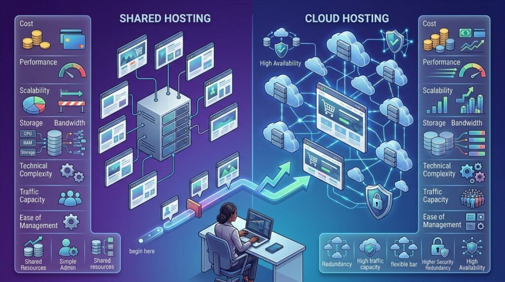shared vs cloud hosting