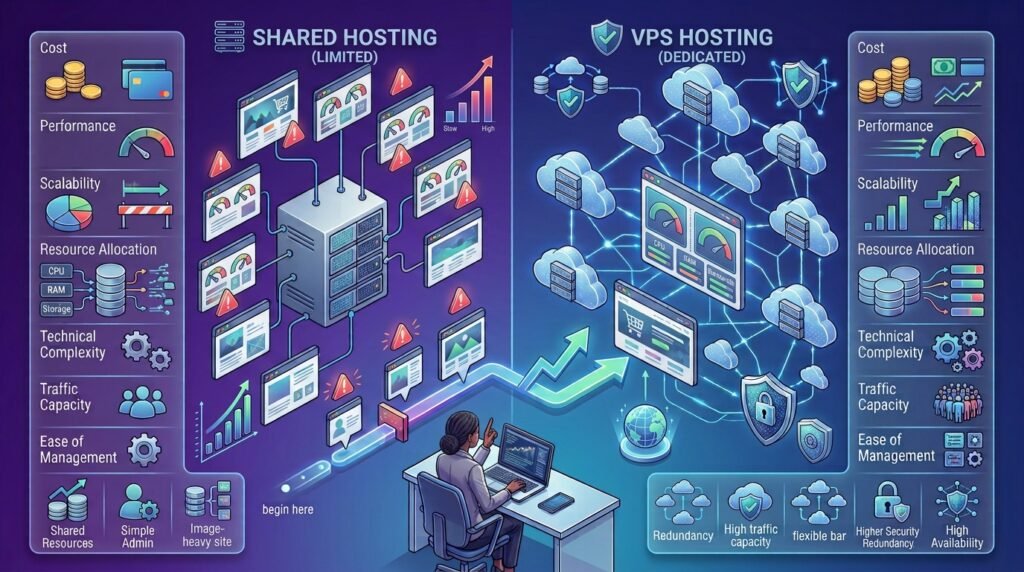 shared hosting vs VPS hosting