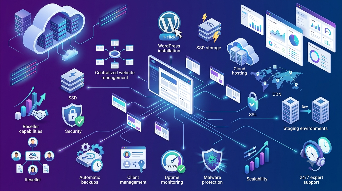 Agency team managing multiple client websites
