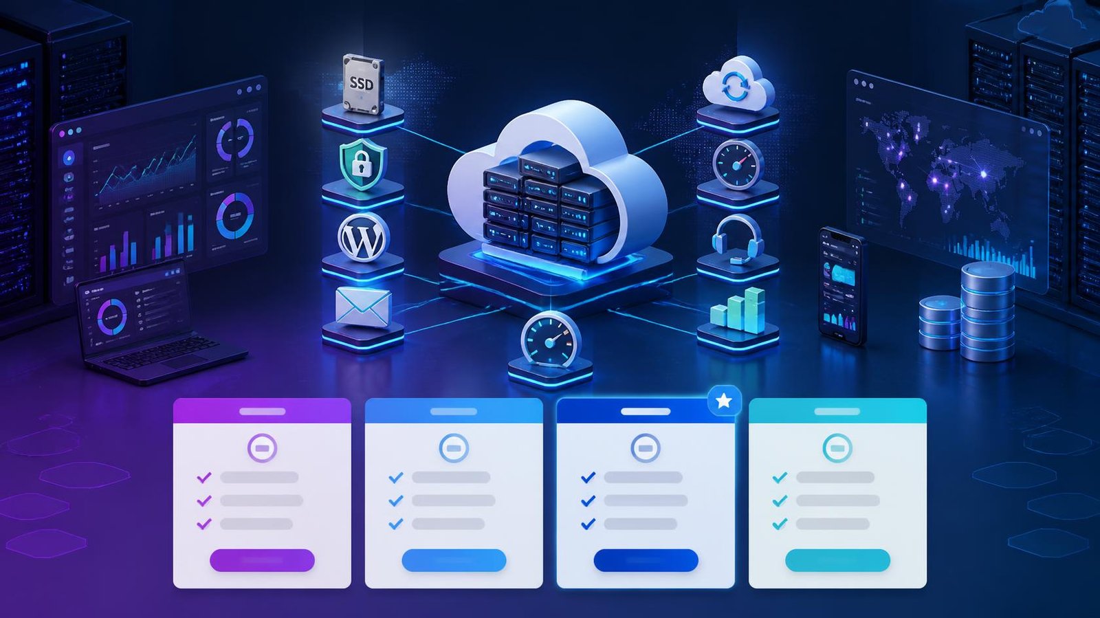 Comparing cheap web hosting plans on a laptop
