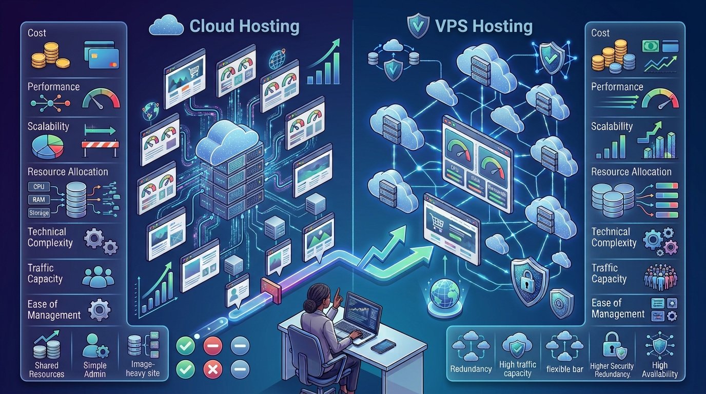 Comparing cloud hosting and VPS for a small business website