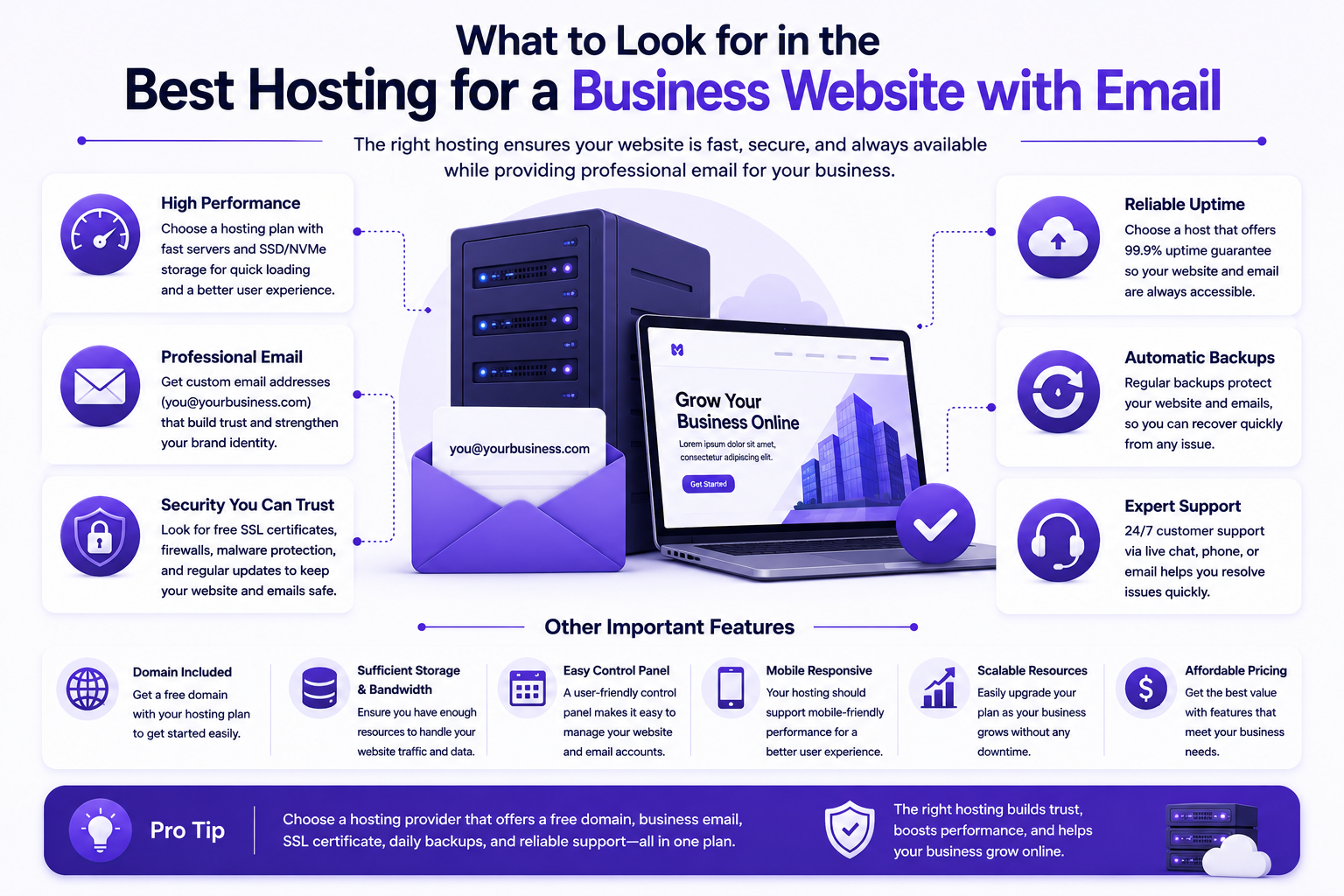 Business website hosting with professional email included