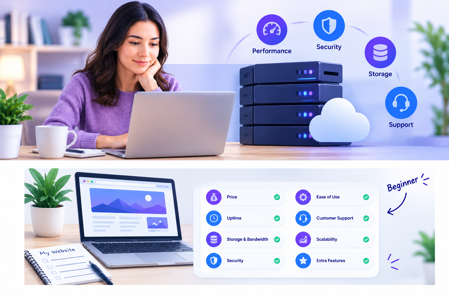 Beginner checking what to look for in a hosting plan